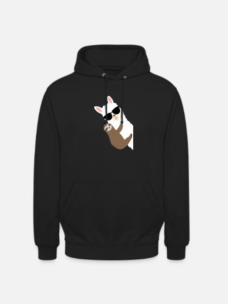 Alpaca sloth hugging - Unisex Hoodie - black