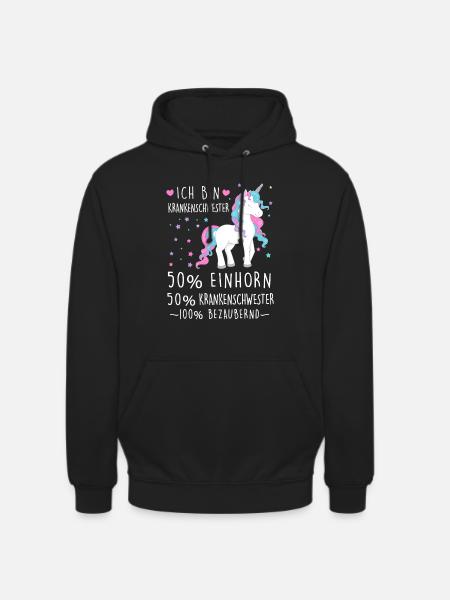 Krankenschwester Einhorn Beruf Geschenk - Unisex Hoodie - Schwarz