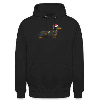 Dachshund Dackel Xmas Hund Weihnachten Geschenk - Unisex Hoodie - Schwarz - Vorne - Alina (178cm) & Michal (187cm)