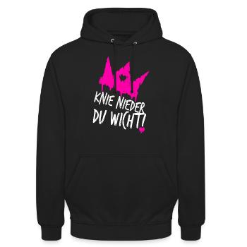 Prinzessin Krone Knie Nieder Böse Königin Lustig - Unisex Hoodie - Schwarz - Vorne - Alina (178cm) & Michal (187cm)