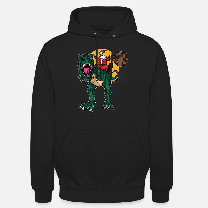 Le père Noël chevauche le cadeau de Noël T-Rex - Sweat-shirt à capuche unisexe - noir