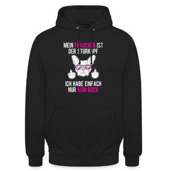 Frenchie Frauchen Sturkopf Französische Bulldogge - Unisex Hoodie - Schwarz - Vorne - Alina (178cm) & Michal (187cm)