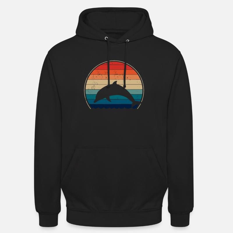 Dolphin dolphins retro - Unisex Hoodie - black