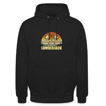 Cadeau de bûcheron vintage bûcheron forestier - Sweat-shirt à capuche unisexe - noir - Devant - Alina (178cm) & Michal (187cm)