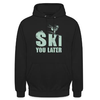 Ski you later Skifahrer Spruch Pistensau Piste - Unisex Hoodie - Schwarz - Vorne - Alina (178cm) & Michal (187cm)