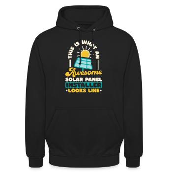 Installateur de panneaux solaires - Sweat-shirt à capuche unisexe - noir - Devant - Alina (178cm) & Michal (187cm)