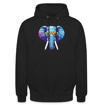 Elephant colorful - Unisex Hoodie - black - Front - Alina (178cm) & Michal (187cm)