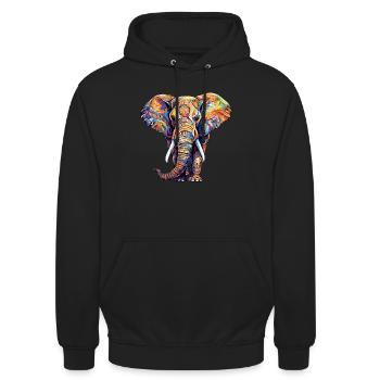 Elephant colorful - Unisex Hoodie - black - Front - Alina (178cm) & Michal (187cm)