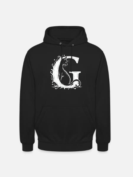 Lettre G avec chat - Sweat-shirt à capuche unisexe - noir