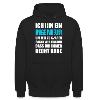 Ingenieur Spruch - Unisex Hoodie - Schwarz - Vorne - Alina (178cm) & Michal (187cm)