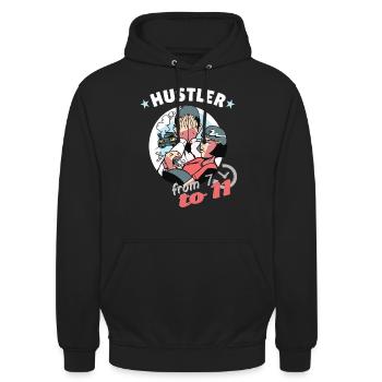 Papa Vater Familie Hustler Geschenkidee - Unisex Hoodie - Schwarz - Vorne - Alina (178cm) & Michal (187cm)