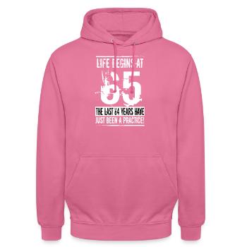 Homme de 65 ans - Sweat-shirt à capuche unisexe - rose - Devant - Alina (178cm) & Michal (187cm)