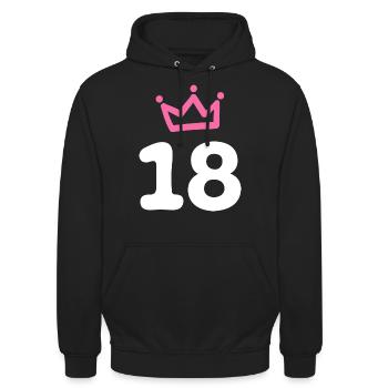 18 ans d’anniversaire Krone - Sweat-shirt à capuche unisexe - noir - Devant - Alina (178cm) & Michal (187cm)