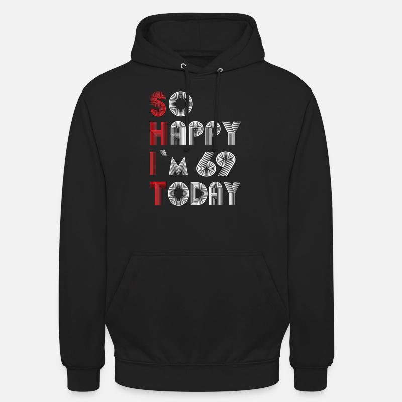 69 ans - Sweat-shirt à capuche unisexe - noir