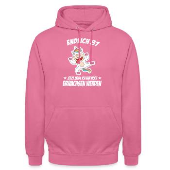 81 Geburtstag Positive Sprüche Zum 81 geburtstag - Unisex Hoodie - Pink - Vorne - Alina (178cm) & Michal (187cm)
