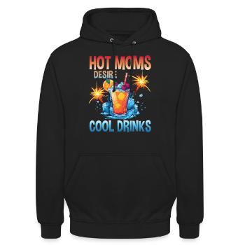 Hot Moms Cool Drinks Sommer Cocktail Party Motiv - Unisex Hoodie - Schwarz - Vorne - Alina (178cm) & Michal (187cm)