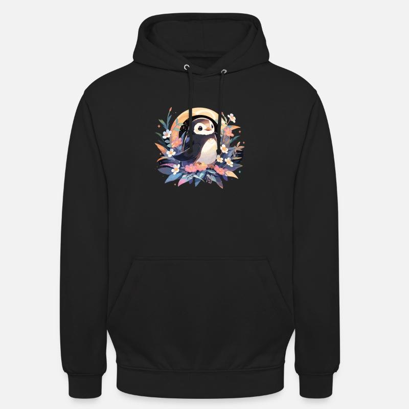 Pingouin - Sweat-shirt à capuche unisexe - noir
