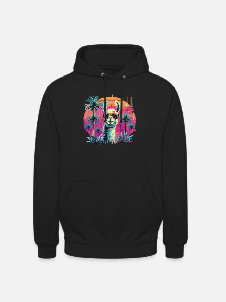 Alpaca Retro Sunset Alpaca Solbriller Alpakaer - Hættetrøje unisex - sort