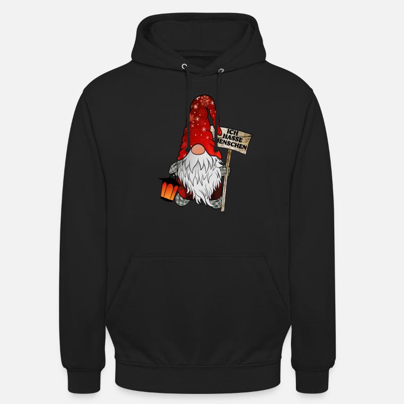I Hate People Gnome - Grim julenisse - Hættetrøje unisex - sort