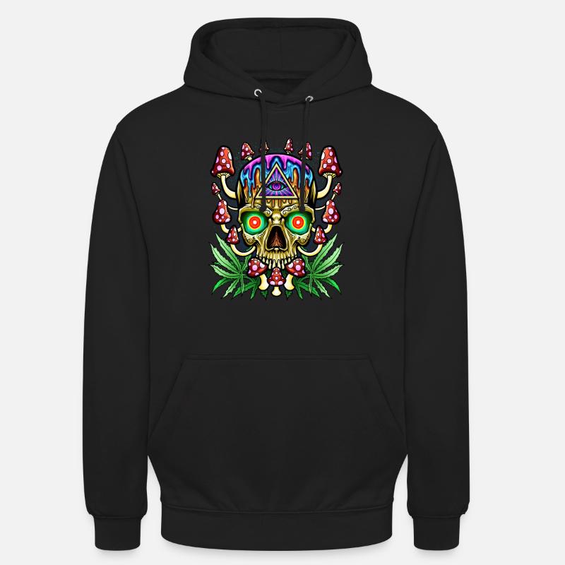 Magic Mushrooms Crâne - Psychédélique - Sweat-shirt à capuche unisexe - noir