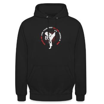karaté - Sweat-shirt à capuche unisexe - noir - Devant - Alina (178cm) & Michal (187cm)