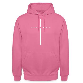 Jesus Christus - Unisex Hoodie - Pink - Vorne - Alina (178cm) & Michal (187cm)