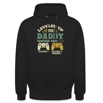 Leveled Up To Daddy Player 1 Player 2 Joining - Unisex Hoodie - Schwarz - Vorne - Alina (178cm) & Michal (187cm)