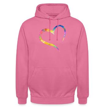 Multi color heart love - Unisex Hoodie - pink - Front - Alina (178cm) & Michal (187cm)