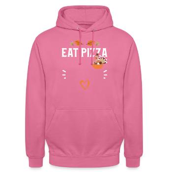 Mangez de la pizza - Action de grâce - Sweat-shirt à capuche unisexe - rose - Devant - Alina (178cm) & Michal (187cm)