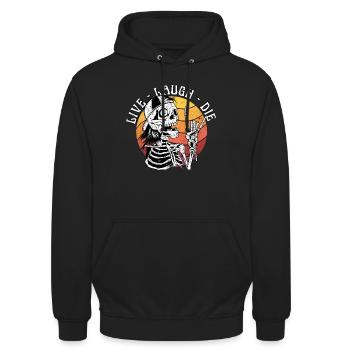 Live Laugh Die Funny Halloween Skeleton Sarcastic - Unisex Hoodie - black - Front - Alina (178cm) & Michal (187cm)