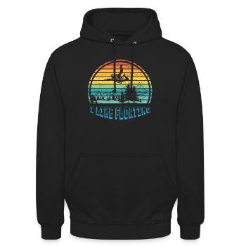 Ich mag Schweben - Retro Skydiving - Unisex Hoodie - Schwarz - Vorne - Alina (178cm) & Michal (187cm)