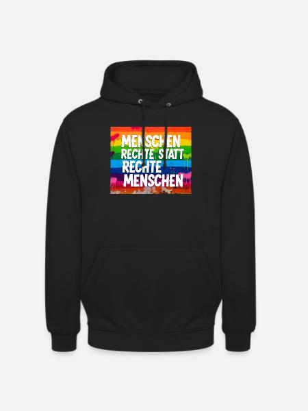 Menschenrechte statt rechte Menschen Statement - Unisex Hoodie - Schwarz