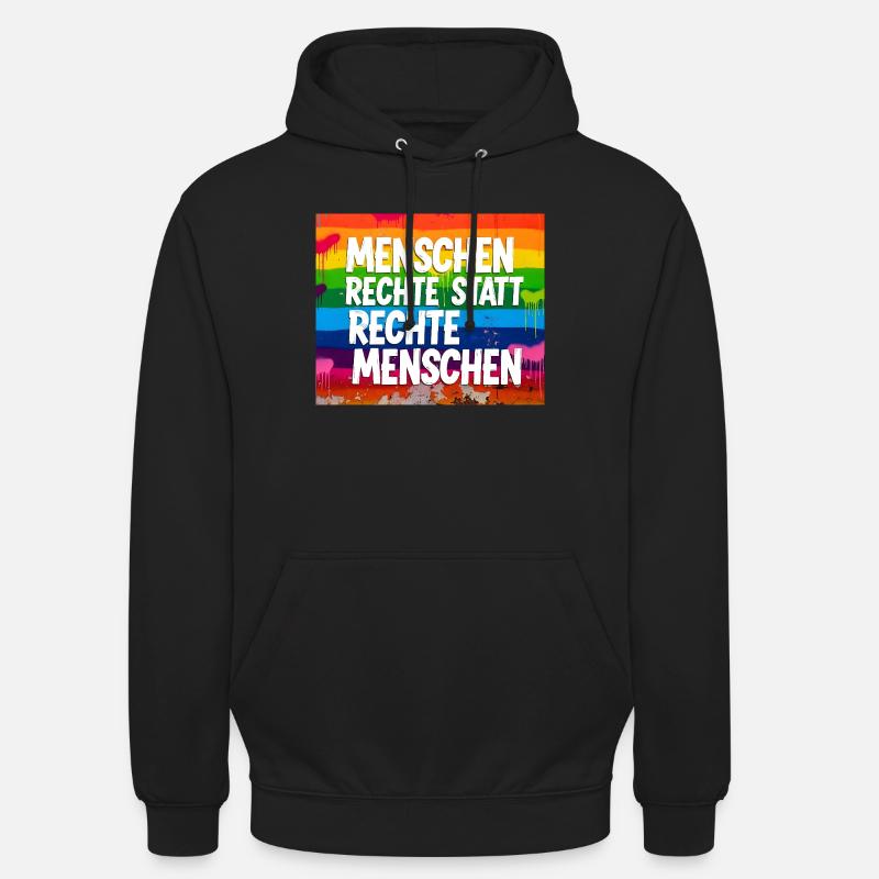 Menschenrechte statt rechte Menschen Statement - Unisex Hoodie - Schwarz