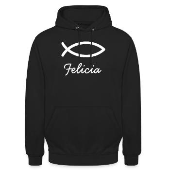 Felicia Christian name with F maiden name baptism - Unisex Hoodie - black - Front - Alina (178cm) & Michal (187cm)