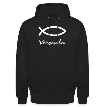 Veronika Christian name with V maiden name baptism - Unisex Hoodie - black - Front - Alina (178cm) & Michal (187cm)