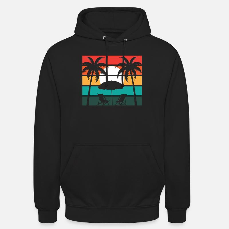 Palmier de plage et soleil - Sweat-shirt à capuche unisexe - noir