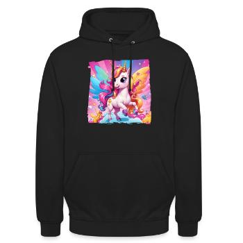 Einhorn - Unisex Hoodie - Schwarz - Vorne - Alina (178cm) & Michal (187cm)