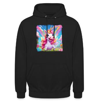 Einhorn - Unisex Hoodie - Schwarz - Vorne - Alina (178cm) & Michal (187cm)