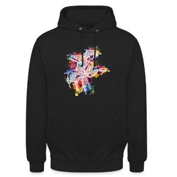 guitare - Sweat-shirt à capuche unisexe - noir - Devant - Alina (178cm) & Michal (187cm)