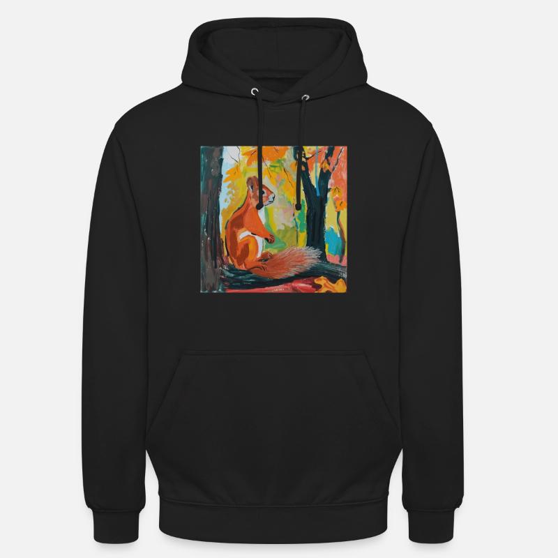 eichhörnchen, bunt, tier, geschenk, geschenkidee - Unisex Hoodie - Schwarz