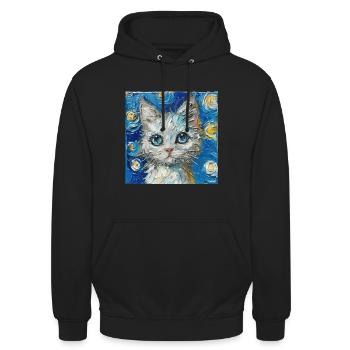 Katze, katzenmotiv - Unisex Hoodie - Schwarz - Vorne - Alina (178cm) & Michal (187cm)