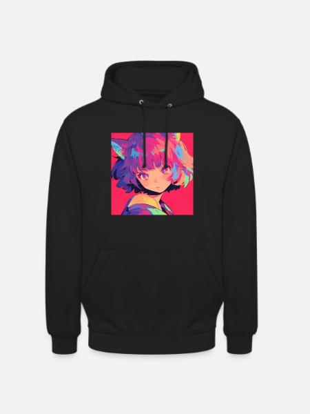Anime, Kattenmeisje, Waifu, Japan - Uniseks hoodie - zwart