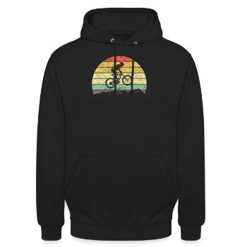 Mountainbiking MTB Retro Vintage Berge Bike - Unisex Hoodie - Schwarz - Vorne - Alina (178cm) & Michal (187cm)