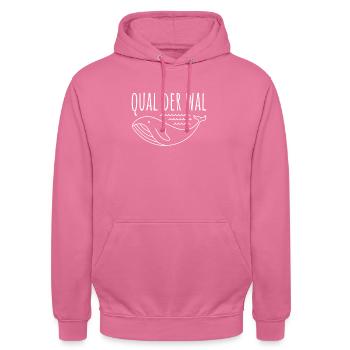 QUAL DER WAL Lustiger Spruch Witzige Geschenkidee - Unisex Hoodie - Pink - Vorne - Alina (178cm) & Michal (187cm)
