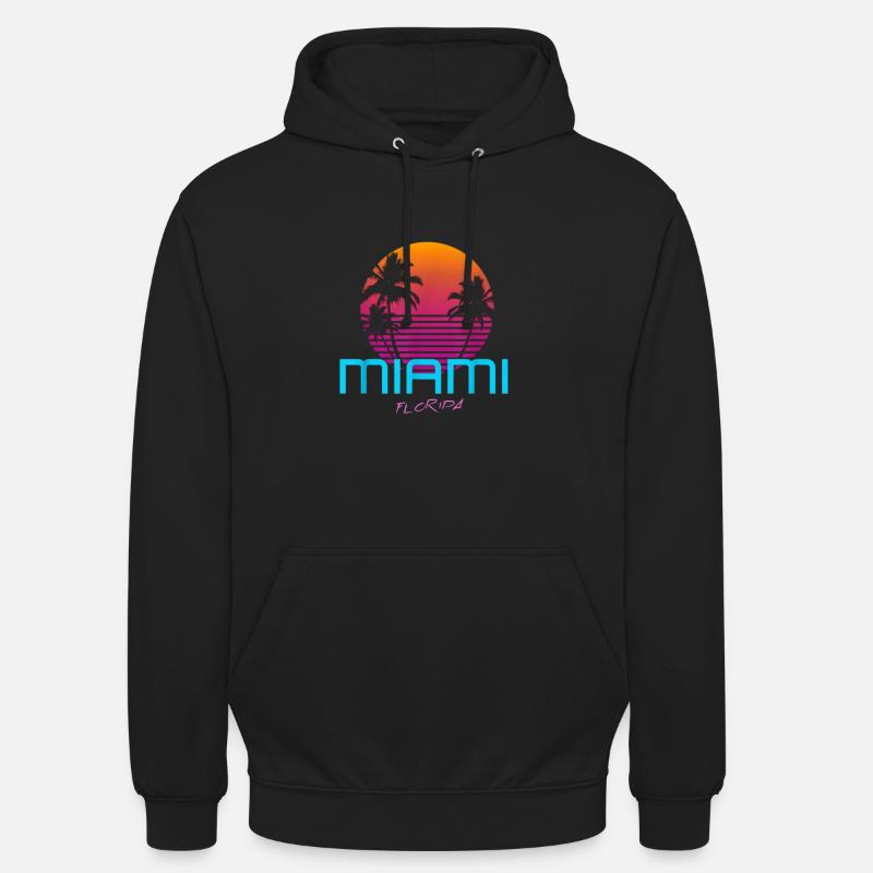 Style rétro de Miami en Floride - Sweat-shirt à capuche unisexe - noir