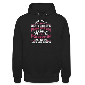 Polizistin Lustiges Geschenk Prinzessin - Unisex Hoodie - Schwarz - Vorne - Alina (178cm) & Michal (187cm)