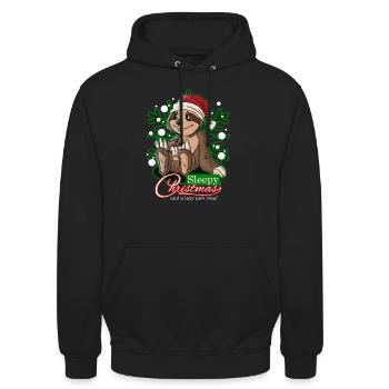 Faultier Weihnachtsmann Weihnachten Geschenk - Unisex Hoodie - Schwarz - Vorne - Alina (178cm) & Michal (187cm)