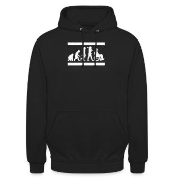Behinderung PWD Rollstuhl Evolution - Unisex Hoodie - Schwarz - Vorne - Alina (178cm) & Michal (187cm)