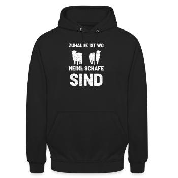 Zuhause ist wo meine Schafe sind - Unisex Hoodie - Schwarz - Vorne - Alina (178cm) & Michal (187cm)