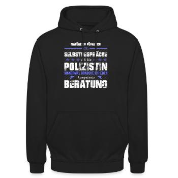 Polizistin - Unisex Hoodie - Schwarz - Vorne - Alina (178cm) & Michal (187cm)